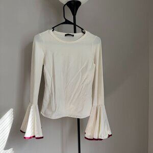 White Trumpet Sleeves Top